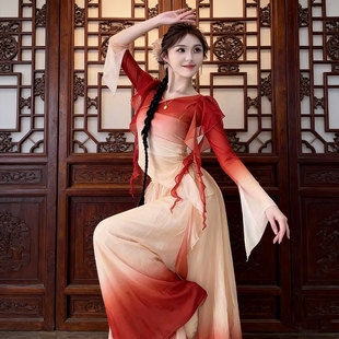 江湖夜雨十年灯舞蹈演出服红色汉服女古装中国风飘逸苍穹唤大花轿