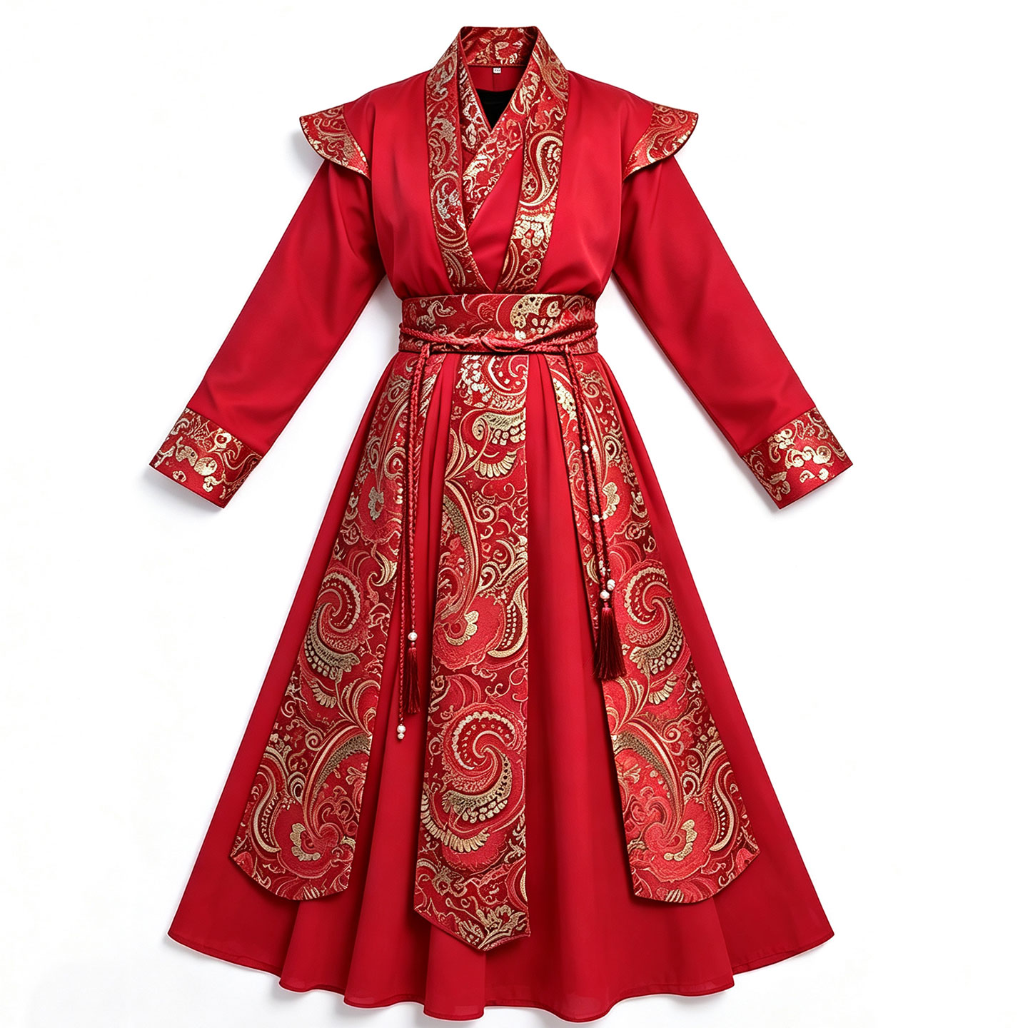 套马杆中国风红色古装演出服女打鼓服古典舞蹈服侠客花木兰珊瑚颂