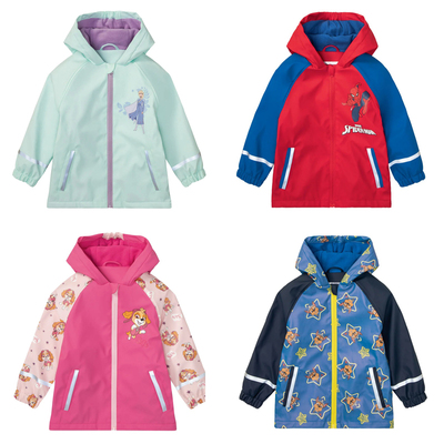 秋冬儿童冲锋衣男童女童宝宝连帽抓绒上衣防风防水外套分体式雨衣