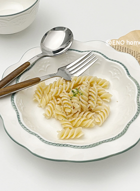 ENO home ins韩国风不规则花边亮光餐盘糕点盘西餐盘菜盘陶瓷餐具