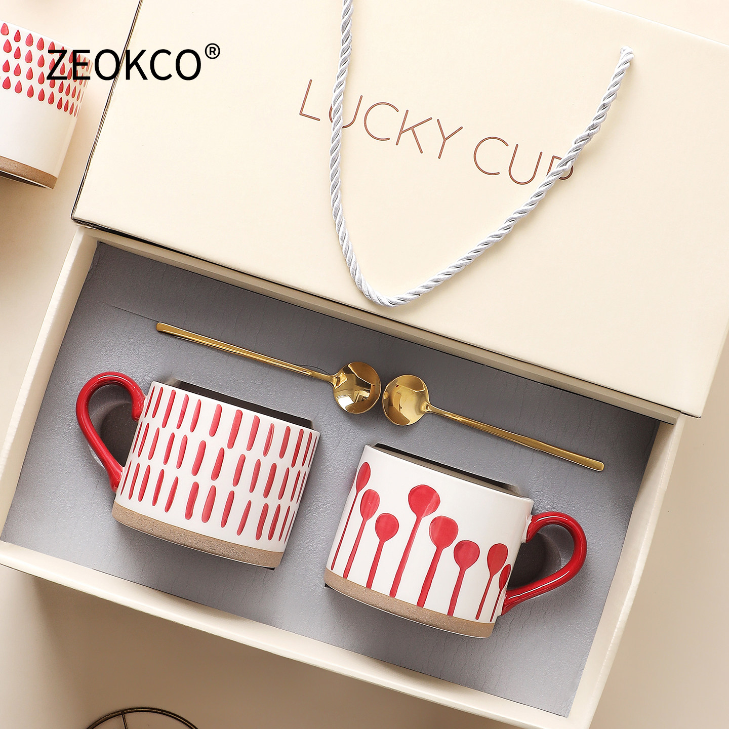 zeokco陶瓷创意情侣手绘礼盒装
