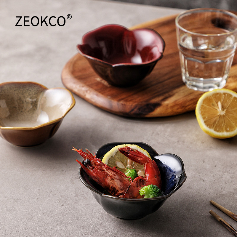 ZEOKCO花型调料碟窑变味碟子陶瓷日式酱醋碟创意咸菜小吃菜碟餐厅