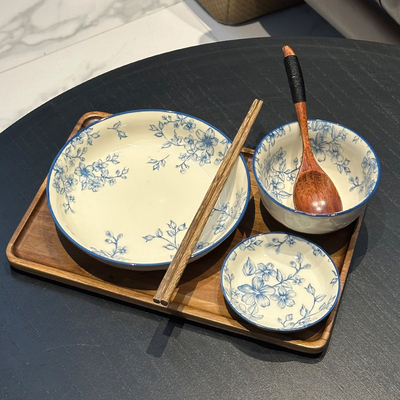 ENO创意陶瓷餐具套装釉下彩盘碗碟套装一人食餐盘套装家用
