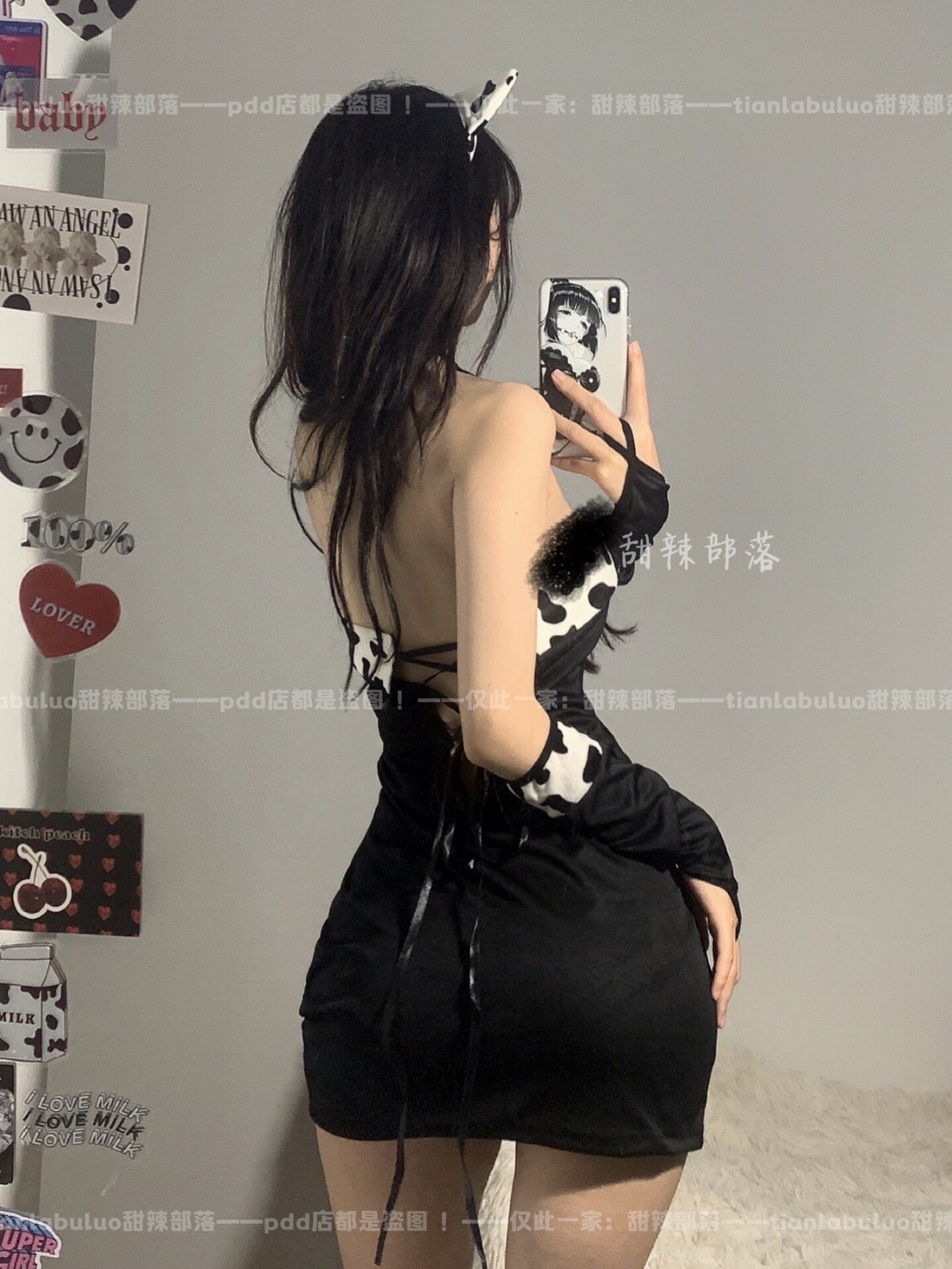 SWEET AND SPICY TRIBES SHY COW PURE LUST PLUSH UNIFORM SKIRT BACKLESS TIE TIGHT HIP WRAPPING BANDEAU HOT GIRL SEX