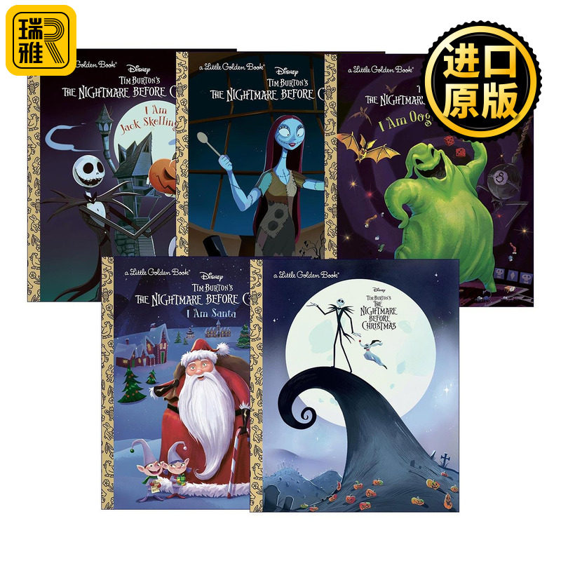 英文原版 Little Golden Book 迪士尼圣诞夜惊魂系列5册 兰登书屋精装小金书 英文版 进口英语原版书籍