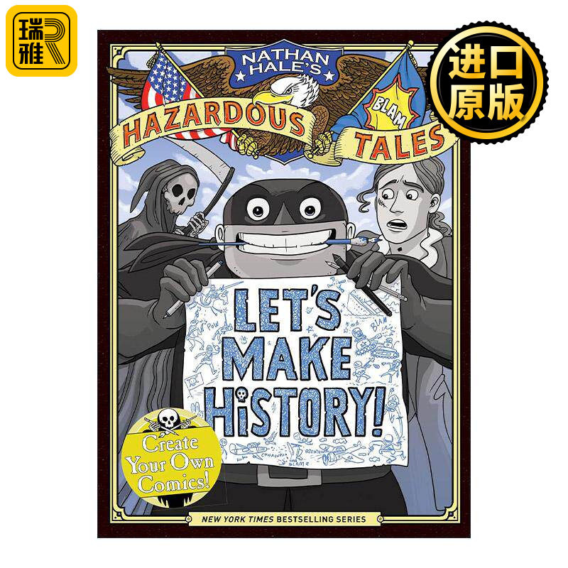 英文原版 Let's Make History Nathan Hale's Hazardous Tales 内森·黑尔危险故事集系列 让我们创造历史 儿童精装科普游戏互动