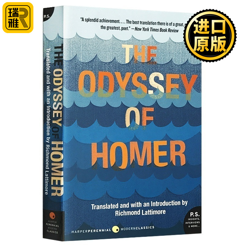 The Odyssey of Homer荷马史诗奥德赛英文原版文学书 Lattimore翻译英文版 Homer进口英语书籍