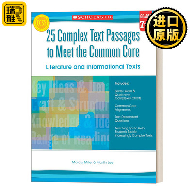 英文原版25 Complex Text Passages to Meet the Common Core Literature and Informational Texts Gr.7-8 学乐美国课程大纲英语