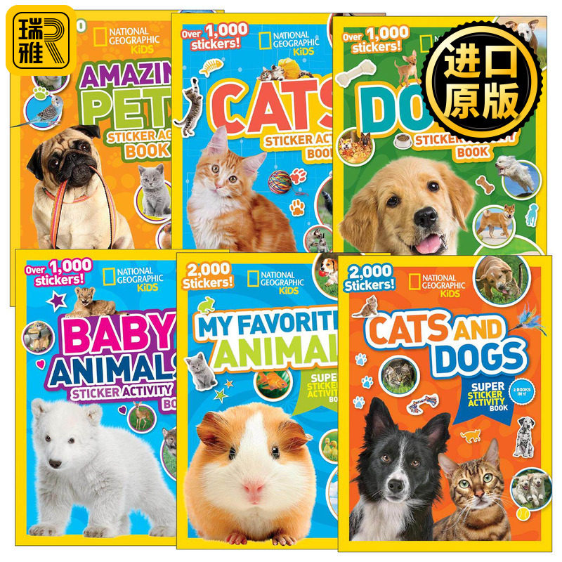英文版 National Geographic Kids 美国国家地理动物系列贴纸书6册 亲子共读启蒙认知图画书 英文版进口英语原版书籍