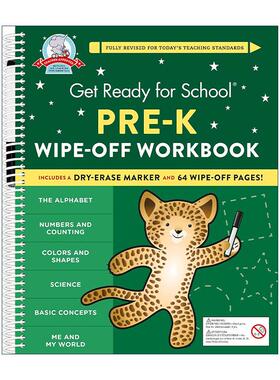 英文原版 Get Ready for Schoo Pre-K Wipe-Off Workbook 入学准备 学前早教可擦除练习册 英文版 进口英语原版书籍
