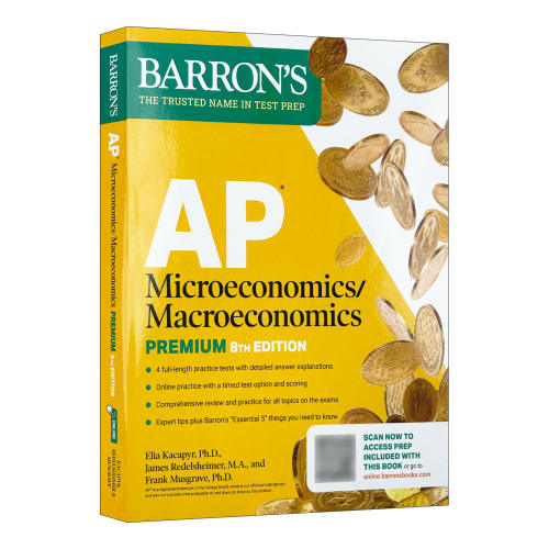 英文原版 AP Microeconomics/Macroeconomics Premium 2026 巴朗AP微观经济学和宏观经济学 高级版 4套题+综合复习+在线练习英文版
