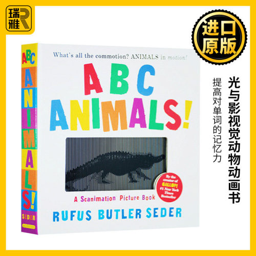 光与影视觉动物ABC动画书 ABC Animals A Scanimation Picture Book 英文原版 动画效果翻翻书 儿童趣味认知 进口英语书籍