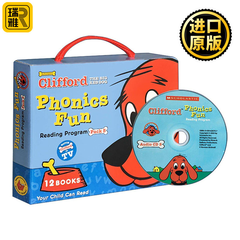 英文原版 Clifford Phonics Fun Box Set 5 大红狗自然拼读套装5 带光盘 英文版 进口英语原版书籍