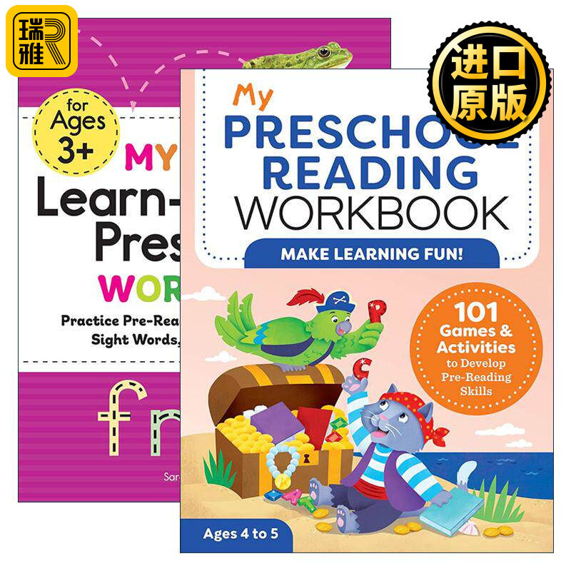 英文原版 My Workbook 我的学前阅读系列2册 自然拼读 视觉词 简单故事/迷宫 高频词积累 英文版 进口英语原版书籍