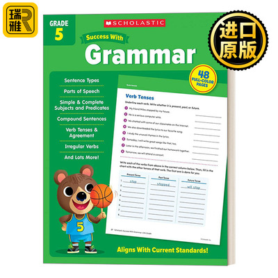 英文原版 Scholastic Success with Grammar Grade 5 全彩版 学乐成功系列语法练习册 五年级 英文版 进口英语书籍