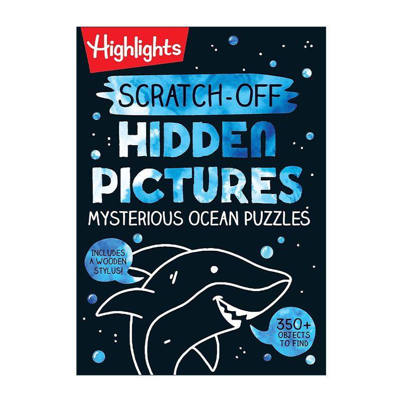 英文原版 Scratch-Off Hidden Pictures Mysterious Ocean Puzzles 刮一刮 Highlights亮点儿童趣味游戏活动书 进口英语原版书籍