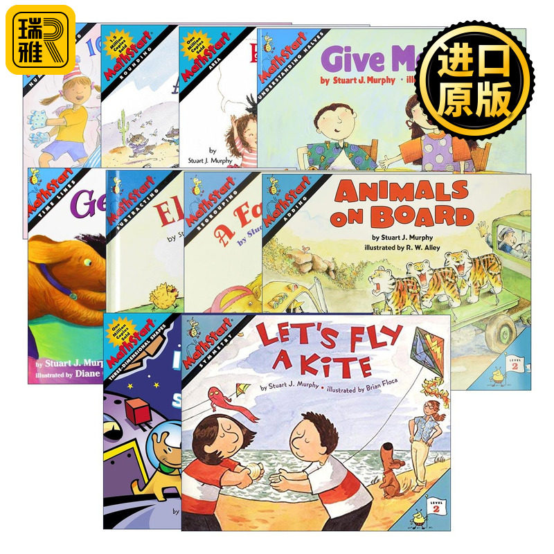 英文原版 Mathstart Level 2 数学启蒙绘本2级系列10册 到处是土狼 电梯魔法 起床上学了 给我一半 放风筝 英文版 进口原版书籍