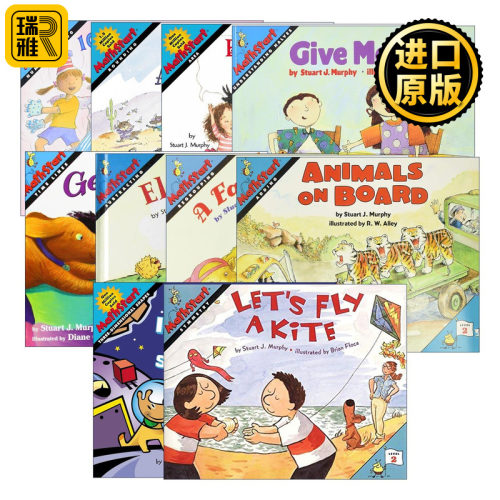 英文原版 Mathstart Level 2 数学启蒙绘本2级系列10册 到处是土狼 电梯魔法 起床上学了 给我一半 放风筝 英文版 进口原版书籍