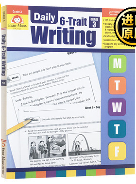 每日练习系列 系统写作三年级 完整版 英文原版 Evan-Moor Daily 6 Trait Writing Grade 3 美国加州小学英语教辅教材evanmoor
