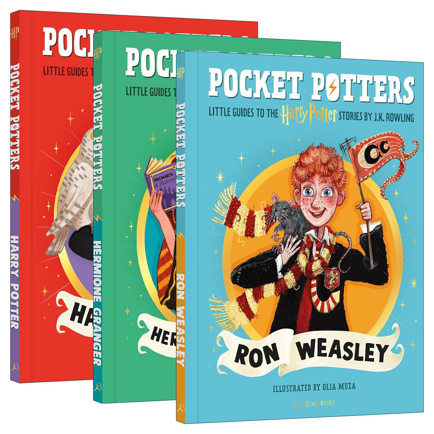 英文原版 Pocket Potters 哈利波特系列人物漫画小指南 3本套装 精装彩色插画 英文版 进口英语原版书籍