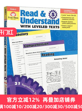 分级阅读理解练习 五年级 英文原版 Evan-Moor Read and Understand with Leveled Texts Grade 5 美国加州小学英语教辅evanmoor