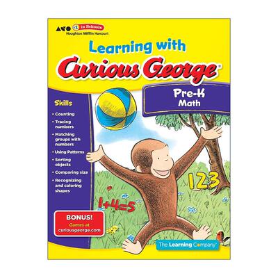 英文原版 Learning with Curious Pre-K Math 好奇猴乔治 入学前数学 早教 英文版 进口英语原版书籍