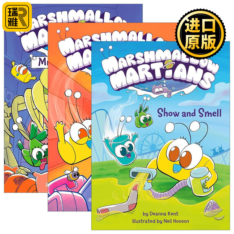 英文原版 Marshmallow Martians 棉花糖火星人系列3册 儿童全彩搞笑漫画 章节桥梁故事书 精装 英文版 进口英语原版书籍