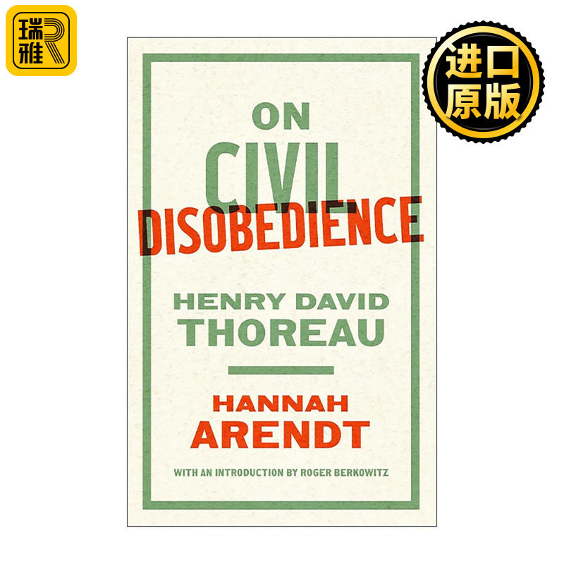 英文原版 On Civil Disobedience 论公民的不服从 梭罗 汉娜·阿伦特 英文版 进口英语原版书籍