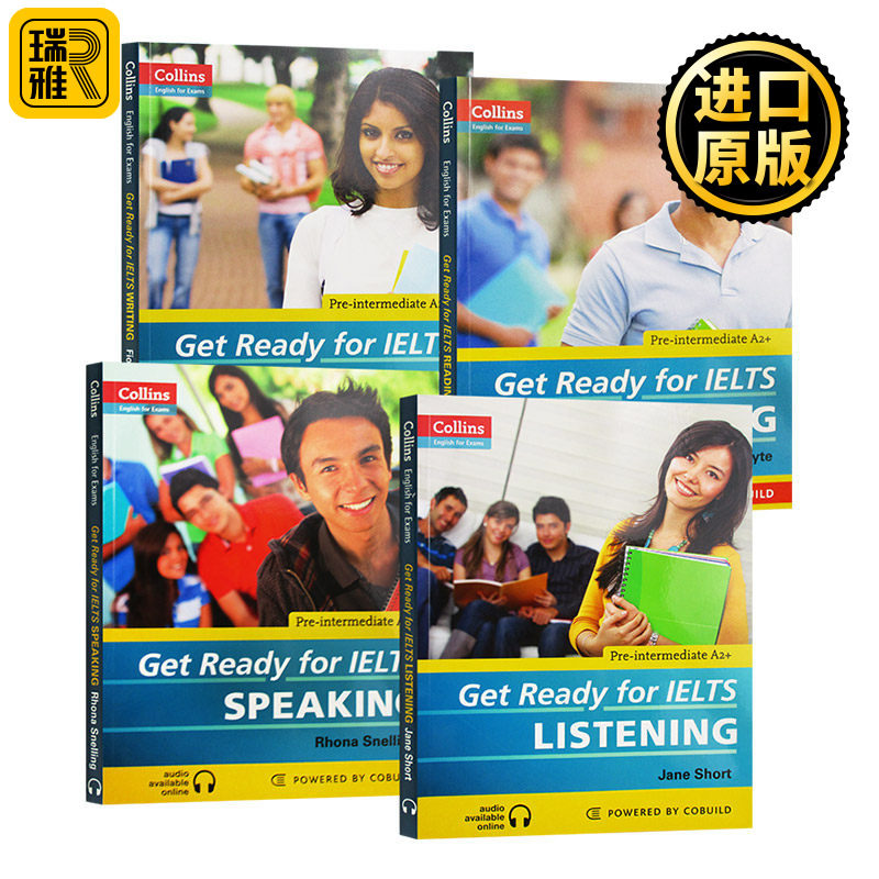 基础雅思听力口语阅读写作 雅思考试系列套装4本 英文原版 Collins Get Ready for IELTS Listening 英语备考辅导书 进口教材书籍
