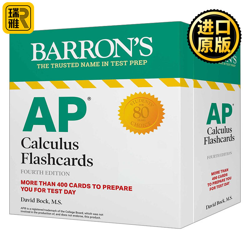 英文原版 AP Calculus Flashcards 巴朗AP微积分闪卡 第4版 含环扣 英文版 David Bock M.S. 进口英语原版书籍