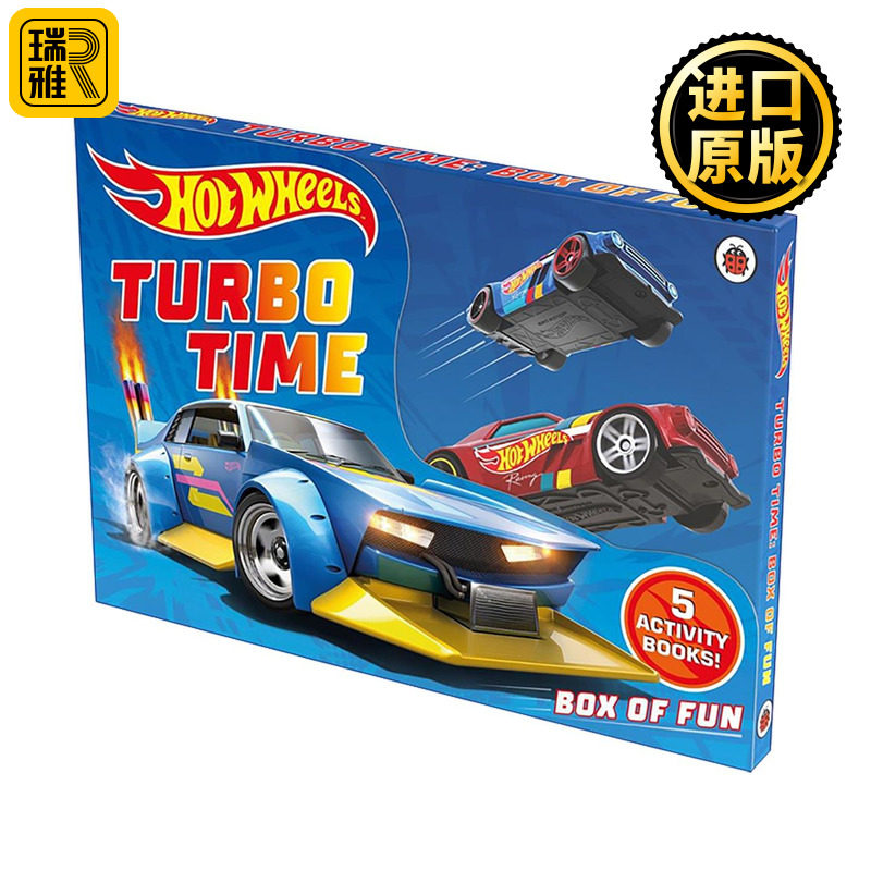 英文原版 Hot Wheels Turbo Time Box of Fun 风火轮赛车 极速时光趣味礼盒 五册贴纸书涂色书礼盒 英文版 进口英语原版书籍