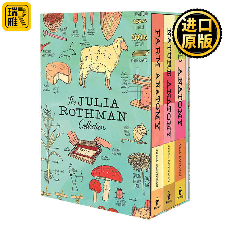 茱莉亚罗斯曼解剖学系列3本套装英文原版 The Julia Rothman Collection自然/食物/农场全彩手绘插图Julia Rothman进口英语书籍