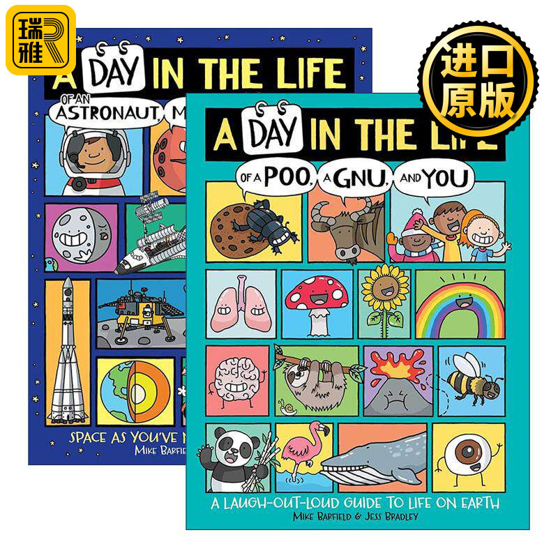 英文原版 A Day in the Life系列2册 精装科普百科 漫画 地球上的爆笑生活 便便、树懒和你的一天 英文版 进口英语原版书籍