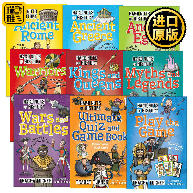 英文原版 Hard Nuts of History 硬核历史系列9册 全彩儿童历史百科章节书 古埃及 古希腊 神话与传说 武士 英文版 进口原版书籍