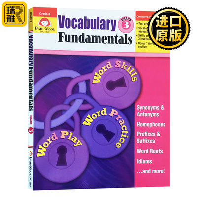 词汇基础 三年级 英文原版 Evan-Moor Vocabulary Fundamentals Grade 3 美国加州小学英语教辅教材 evanmoor进口英语书籍