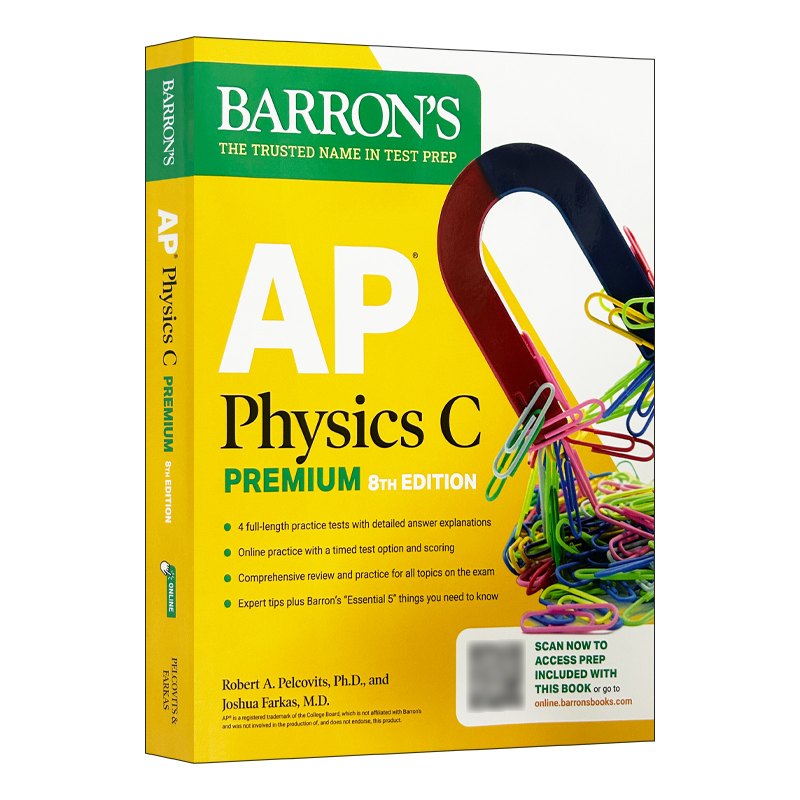 英文原版 AP Physics C Premium 2025 巴朗AP物理C高阶版 4套练习题 复习指南 在线练习 英文版 进口英语原版书籍