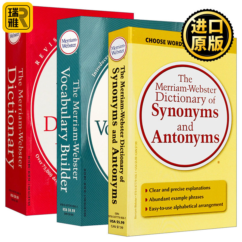 Merriam-Webster 韦氏英语词汇拓展词典+韦氏同义词反义词字典+韦氏英语词典 3册 韦氏三宝