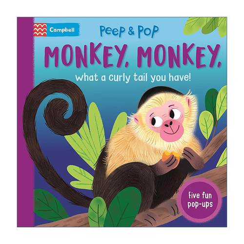 英文原版 Monkey Monkey What A Curly Tail You Have 猴子 猴子 卷卷的尾巴 立体纸板书 英文版 进口英语原版书籍