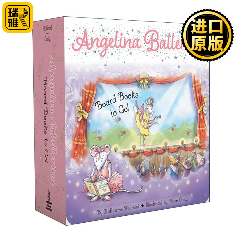 英文原版 Angelina Ballerina Board Books To Go 芭蕾小精灵安吉莉娜 3册纸板书盒装 英文版 进口英语原版书籍