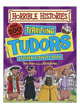 英文原版 Horrible Histories Terrifying Tudors Sticker Activity Book 可怕的历史 都铎王朝贴纸活动书 儿童科普益智游戏书