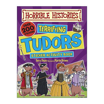 英文原版 Horrible Histories Terrifying Tudors Sticker Activity Book 可怕的历史 都铎王朝贴纸活动书 儿童科普益智游戏书