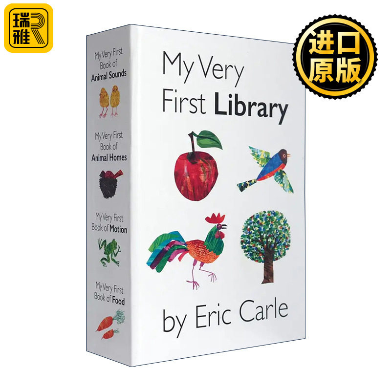 英文原版 My Very First Library 我的第一个图书馆 运动之书 动物家园动物声音食物 4册连连看纸板书礼盒装 进口英语原版书籍