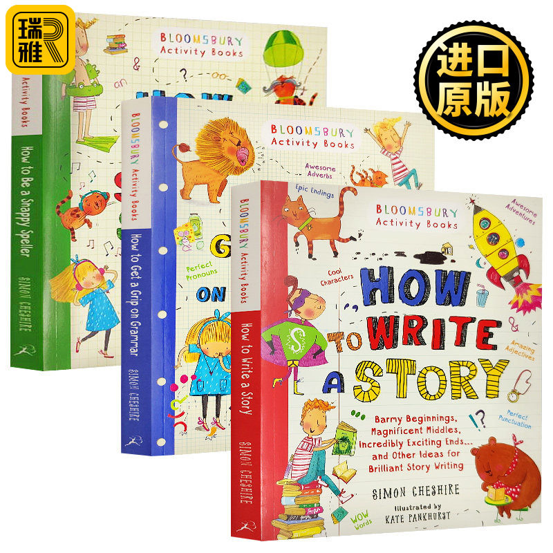 How To 英语学习3本套装 英文原版 write a story grammar spelling 写故事 语法 单词拼写 7-9岁 Simon Cheshire进口英语书籍