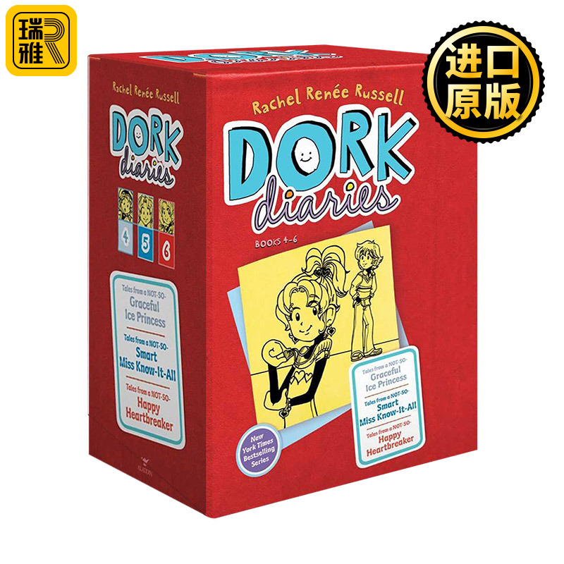 怪诞少女日记4-6 英文原版 Dork Diaries Box Set Books 4-6 多克日记 朵拉怪咖少女事件簿Rachel Renée Russell 进口英语书籍