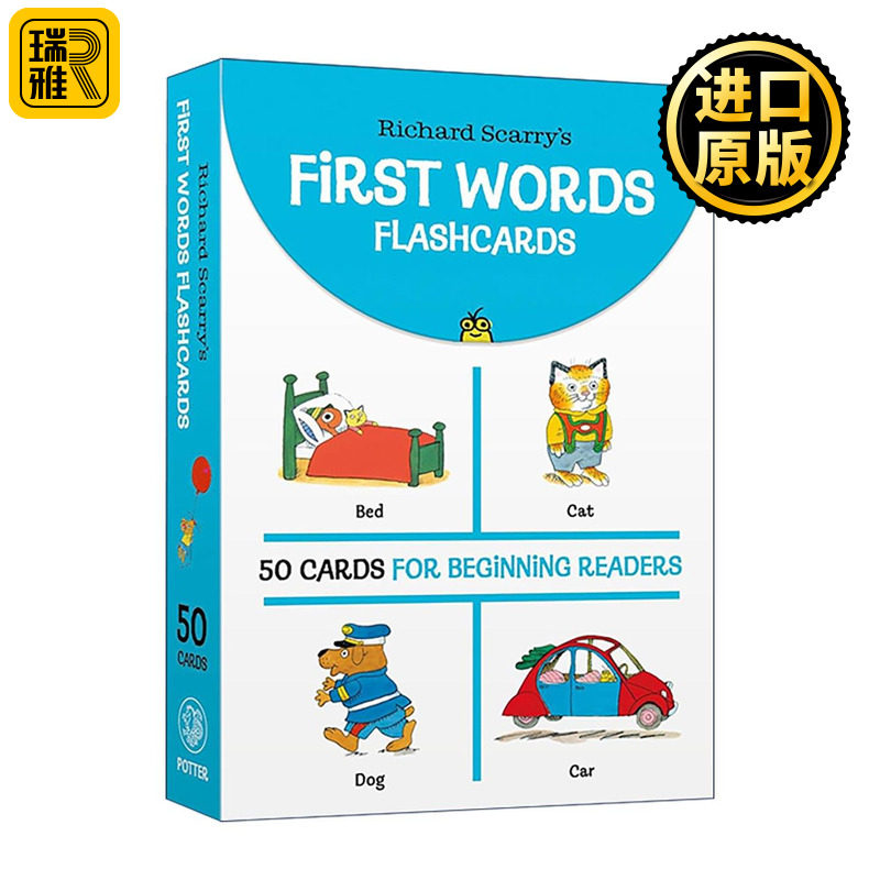 英文原版 Richard Scarry's First Words Flashcards 斯凯瑞单词抽认卡 汽车 动物 颜色 数字 儿童启蒙认知 词汇积累 英文版