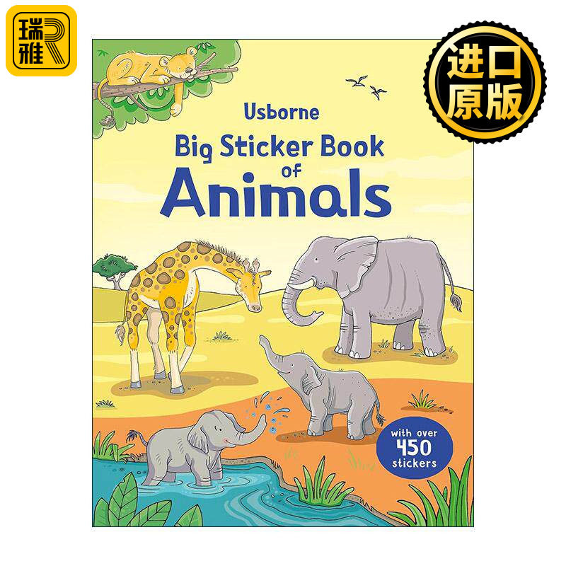 英文原版 Usborne Big Sticker Book of Animals 尤斯伯恩动物主题单词贴纸书 儿童启蒙认知学习 新版 英文版 进口英语原版书籍