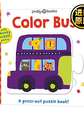 颜色巴士 英文原版绘本 Puzzle and Play Color Bus 幼儿颜色单词认知启蒙纸板操作书 拼图活动书 Roger Priddy Books进口英语书籍