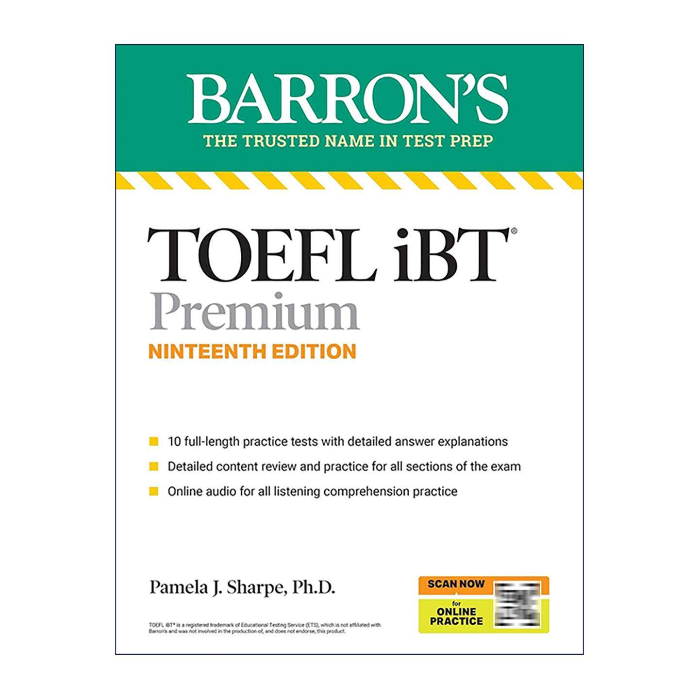 英文原版 TOEFL iBT Premium 巴朗托福备考第19版 含10套试题+在线音频 英文版 进口英语原版书籍