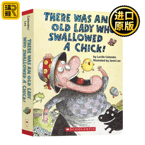 有个老婆婆吞了一只小鸡 There Was an Old Lady Who Swallowed a Chick 英文原版纸板书 全英文版Lucille Colandro进口原版英语书