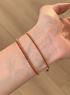 满钻锆石马年红绳手链本命年轻奢